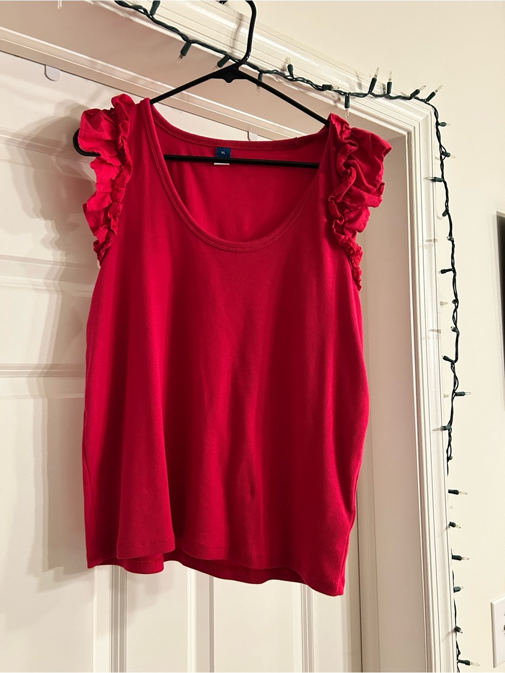Women’s Magenta Ruffle Sleeve Tank Top
